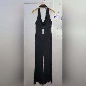 NEW Urban Outfitters Women's Black Cowl Neck Jumpsuit Wide Legs Size Medium